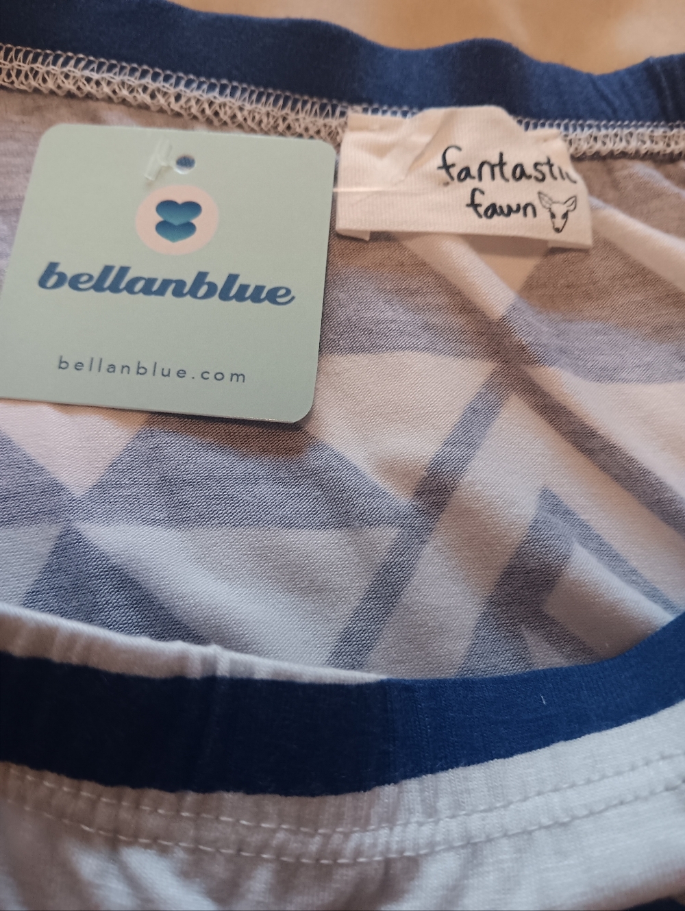 Fantastic Fawn BellanBlue Boho Blue White Geometric Design Maxi Skirt NWT Small - Picture 4 of 7